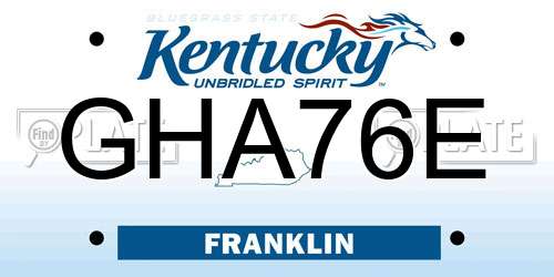GHA76E Kentucky License Plate