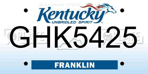 GHK5425 Kentucky License Plate