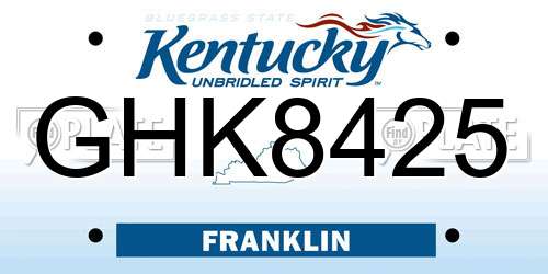 GHK8425 Kentucky License Plate