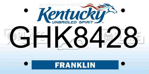 GHK8428 Kentucky License Plate