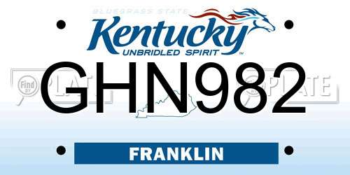 GHN982 Kentucky License Plate