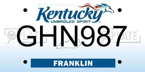 GHN987 Kentucky License Plate