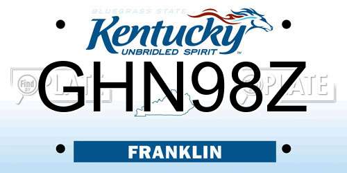 GHN98Z Kentucky License Plate