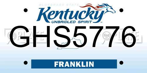 GHS5776 Kentucky License Plate