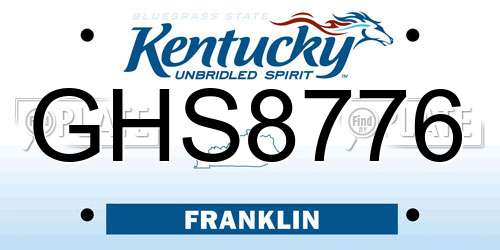 GHS8776 Kentucky License Plate