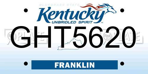 GHT5620 Kentucky License Plate