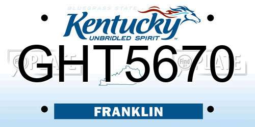 GHT5670 Kentucky License Plate