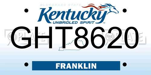 GHT8620 Kentucky License Plate