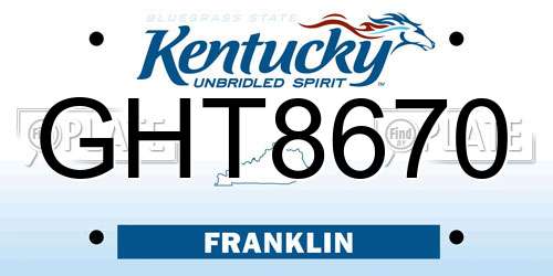 GHT8670 Kentucky License Plate
