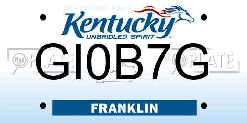 GI0B7G Kentucky License Plate
