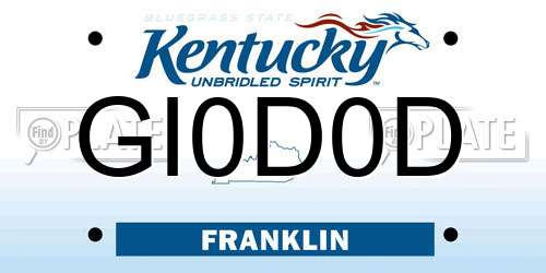 GI0D0D Kentucky License Plate
