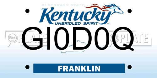 GI0D0Q Kentucky License Plate