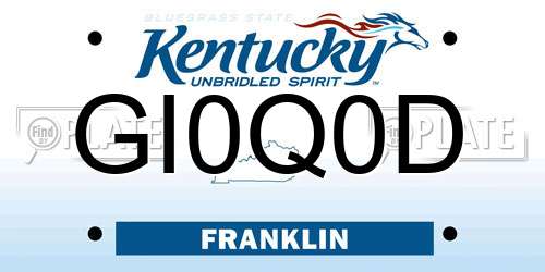 GI0Q0D Kentucky License Plate