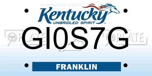 GI0S7G Kentucky License Plate