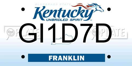 GI1D7D Kentucky License Plate