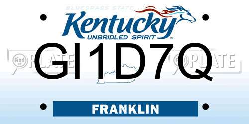 GI1D7Q Kentucky License Plate
