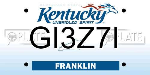GI3Z7I Kentucky License Plate