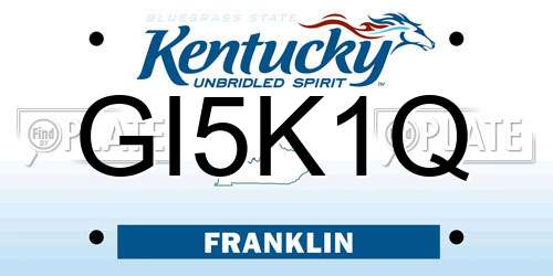 GI5K1Q Kentucky License Plate