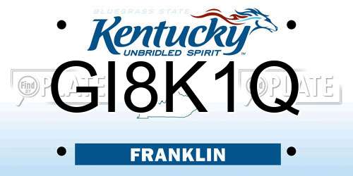 GI8K1Q Kentucky License Plate