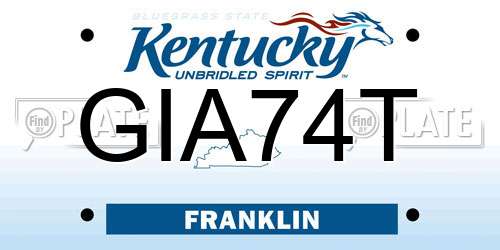 GIA74T Kentucky License Plate