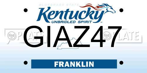 GIAZ47 Kentucky License Plate