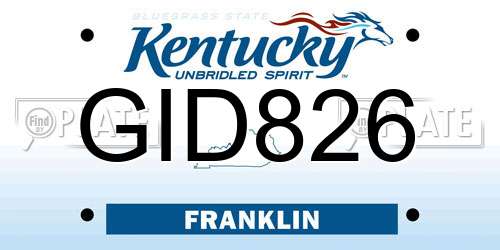 GID826 Kentucky License Plate