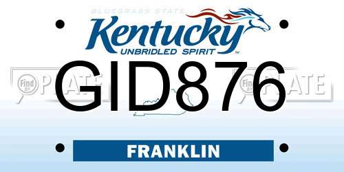 GID876 Kentucky License Plate