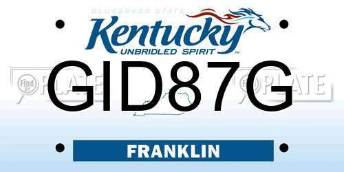 GID87G Kentucky License Plate
