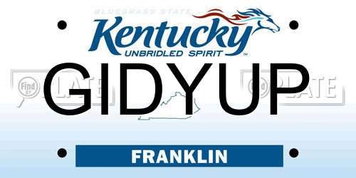 GIDYUP Kentucky License Plate