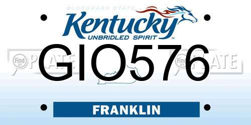 GIO576 Kentucky License Plate