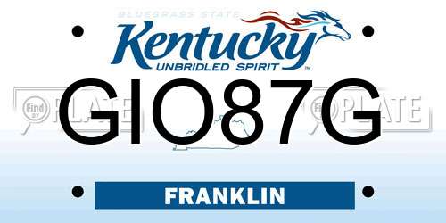 GIO87G Kentucky License Plate