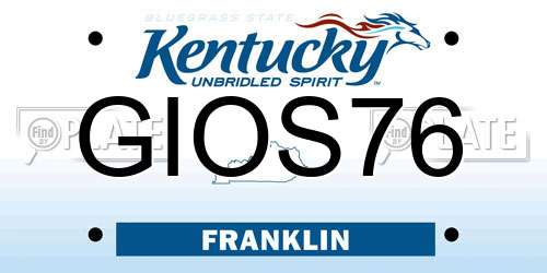 GIOS76 Kentucky License Plate