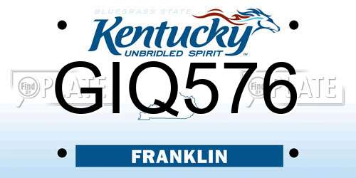 GIQ576 Kentucky License Plate