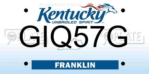 GIQ57G Kentucky License Plate
