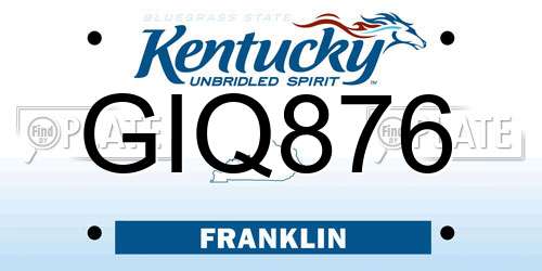 GIQ876 Kentucky License Plate