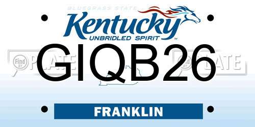 GIQB26 Kentucky License Plate