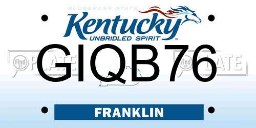 GIQB76 Kentucky License Plate