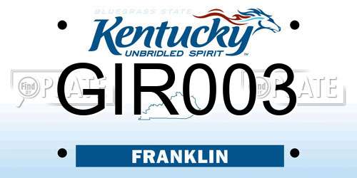 GIR003 Kentucky License Plate