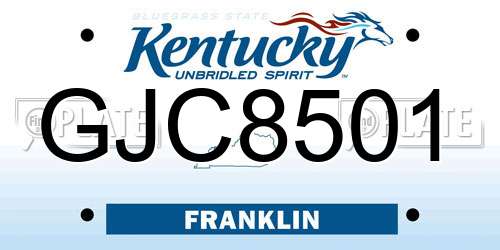 GJC8501 Kentucky License Plate