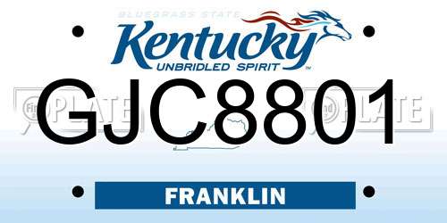 GJC8801 Kentucky License Plate
