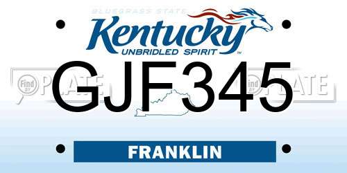 GJF345 Kentucky License Plate