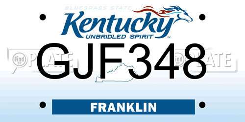 GJF348 Kentucky License Plate