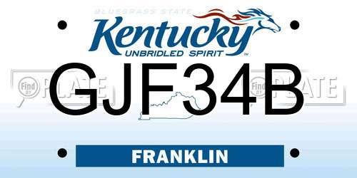 GJF34B Kentucky License Plate