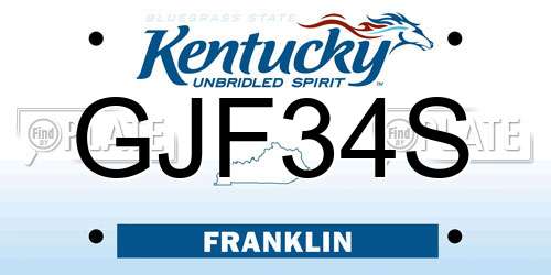 GJF34S Kentucky License Plate