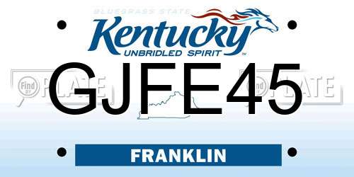 GJFE45 Kentucky License Plate