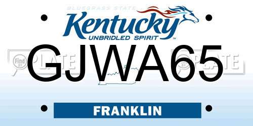 GJWA65 Kentucky License Plate
