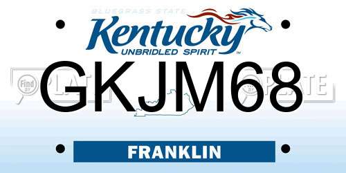 GKJM68 Kentucky License Plate