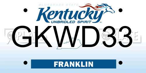 GKWD33 Kentucky License Plate