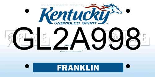 GL2A998 Kentucky License Plate