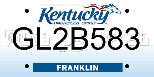 GL2B583 Kentucky License Plate